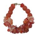 Coral Kiss,'Handmade Coral Red Agate and Recycled Glass Beaded Bracelet'