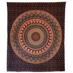 Majestic Mandala,'Navy Blue Mandala Cotton Printed Bohemian Style Wall Hanging'