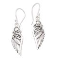 Flirty Wings,'Wing-Shaped Sterling Silver Dangle Earrings from Bali'