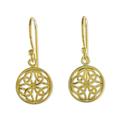 Interconnected in Gold,'Gold Plated Sterling Silver Labyrinth Circle Dangle Earrings'