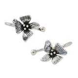 Petite Orchids,'Sterling Silver Orchid Flower Ear Cuffs from Thailand'