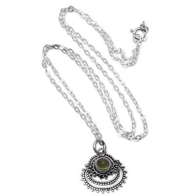 Empire's Fortune,'Sterling Silver Pendant Necklace with Natural Peridot Gems'