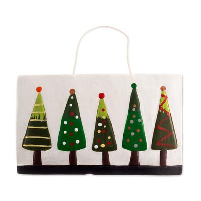 'Hand-Painted Ceramic Christmas Tree Wall Art from...