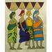 Market Women,'Handcrafted Cultural Silk Wall Art of Women from Ghana'