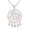 Hope Web,'Rose Quartz Dream Catcher Pendant Necklace from Bali'