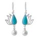 Flaming Drops,'Amazonite and Sterling Silver Dangle Earrings from Peru'