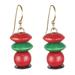 Boho Pebbles,'Red and Green Stacked Sese Wood Beaded Dangle Earrings'