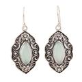 Aqua Garden,'Blue Chalcedony Floral Dangle Earrings from India'