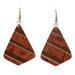 Woodland Stripes,'Handcrafted Wood Striped Dangle Earrings form Brazil'