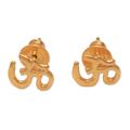 Regal Omkara,'Gold Plated Sterling Silver Om Stud Earrings from Bali'