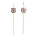 Stylish Earth,'Gold-Plated Smoky Quartz Threader Earrings'