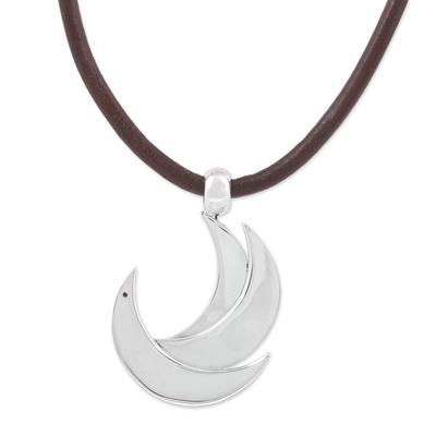 El Avemaria,'Adjustable Silver Crescent Pendant Necklace from Mexico'