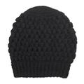 'Hand-Crocheted Bubble Pattern Black Alpaca Cozy Winter Hat'