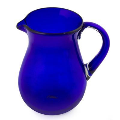 'Cobalt Charm' - Blue Handcrafted Handblown Recycled Glass Pitcher
