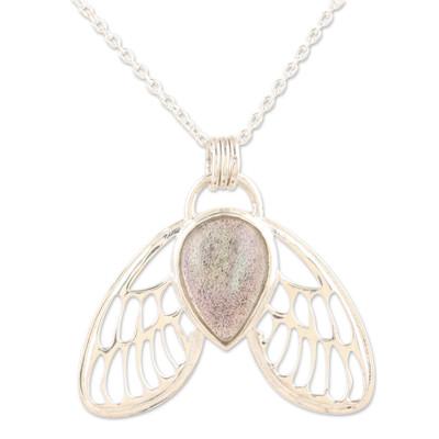 Protection Fairy,'Sterling Silver Pendant Necklace with Natural Labradorite'