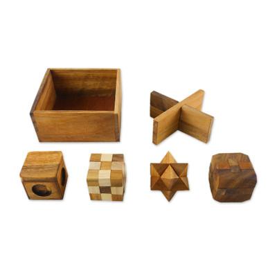 Mini Puzzles,'Handmade Set of Six Mini Wooden Puzz...