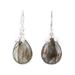 Complex Tears,'9-Carat Labradorite and Rose Quartz Dangle Earrings'