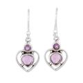 Lavender Heart,'Handmade 925 Sterling Silver Amethyst Heart Earrings'