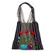 Navy Bouquet,'Striped Floral Cotton Tote in Navy from Mexico'