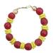 Frosty Berries,'Red and Yellow Striped Recycled Glass Beaded Bracelet'