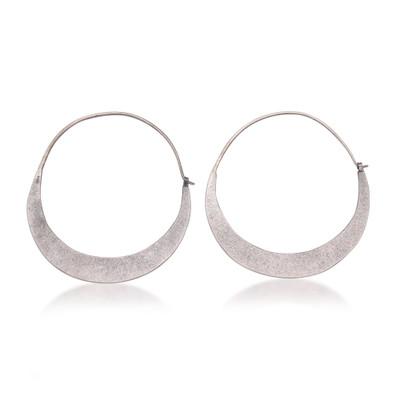 Crescent Soul,'Modern Sterling Silver Hoop Earrings from Bali'