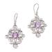 Garden Celebration,'Amethyst Sterling Silver Plumeria Bouquet Dangle Earrings'