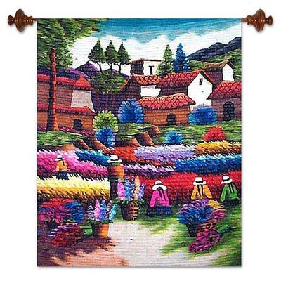 Flowers to Harvest,'Unique Floral Wool Tapestry Wall Hanging'