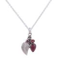 Scarlet Admiration,'Sterling Silver and Garnet Pendant Necklace from India'