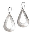 Silver Gleam,'Handcrafted Sterling Silver Drop Shaped Dangle Earrings'