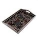 'Reverse-Painted Glass Peacock Tray in Silver (17 in.)'