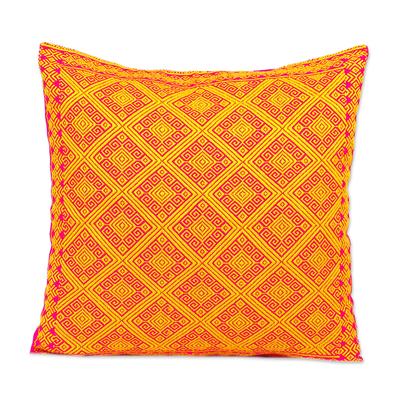 Daffodil Maze,'Cotton Cushion Cover in Daffodil an...
