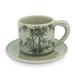 Celadon ceramic demitasse cup and saucer, 'Jade Bamboo'