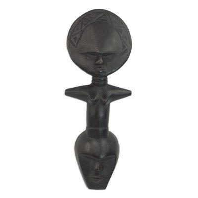 Ashanti wood mask, 'Together' - Handmade Sese Wood Mask