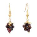 Sweet Red Grapes,'Garnet Bead Cluster Earrings on 14k Gold Plating'