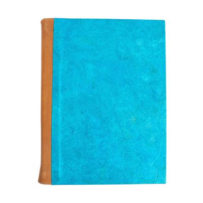 Eco Turquoise,'Leather Accented Recycled Paper Journal in Turquoise'