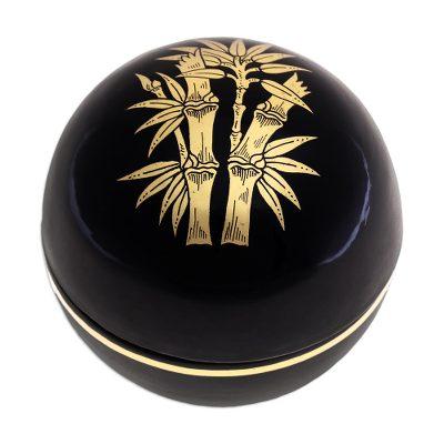 Shimmering Bamboo,'Round Lacquerware Box from Thailand'