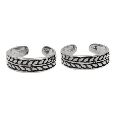 Patterned Bliss,'Patterned Sterling Silver Toe Rin...