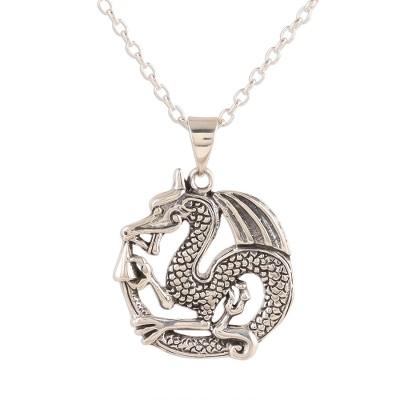 Dragon's Delight,'Artisan Crafted Sterling Silver Pendant Necklace from India'