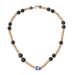 Blue Essence,'Sese Wood Beaded Necklace with Blue Recycled Glass Accent'