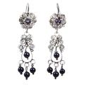 Vintage Beauty,'Crystal Beaded Sterling Silver Chandelier Earrings'