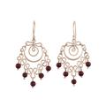 Passion Gala,'Sterling Silver Chandelier Earrings with Natural Garnet Gems'