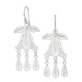 Gombyok Leaf,'Sterling Silver Filigree Dangle Earrings Crafted in Java'