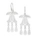 Gombyok Leaf,'Sterling Silver Filigree Dangle Earrings Crafted in Java'