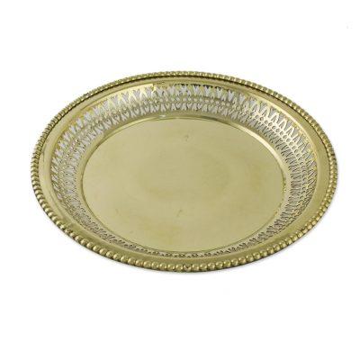 'Ornate Brass Openwork Architectural-Inspired Tray'