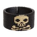 Deadly One,'Black Skull Motif Cuff Bracelet'