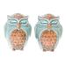 Calm Owls in Green,'Celadon Ceramic Owl Salt and Pepper Shakers (Pair)'