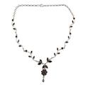 'Love's Legacy' - Floral Jewelry Sterling Silver and Garnet Necklace