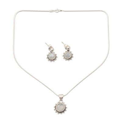 'Goddess' - Good Fortune Sterling Silver Pendant Moonstone Jewelry Set