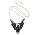 Midnight Bat,'Horn Amethyst Garnet & Sterling Silver Bat Pendant Necklace'