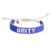 Unity in Blue,'Blue and White Glass Bead Woven Bracelet with Sliding Knot'